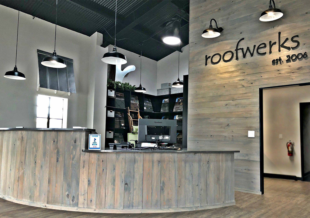 Inside Roofwerks Raleigh showroom
