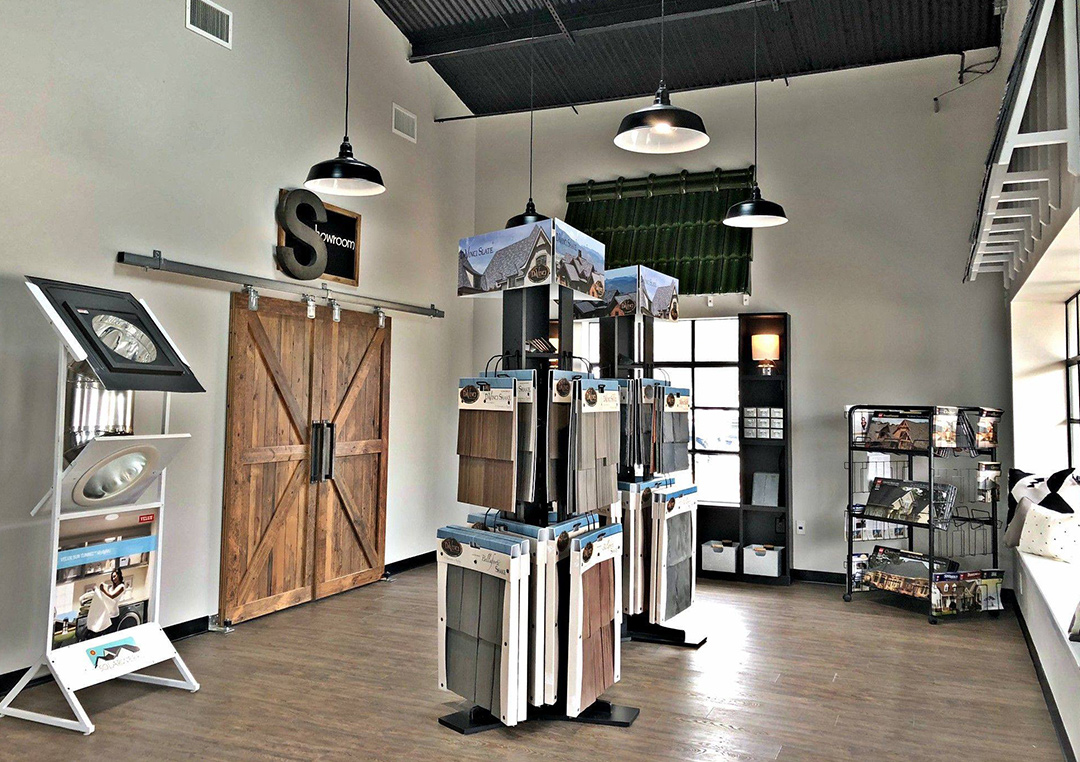 Roofing materials in the Roofwerks showroom