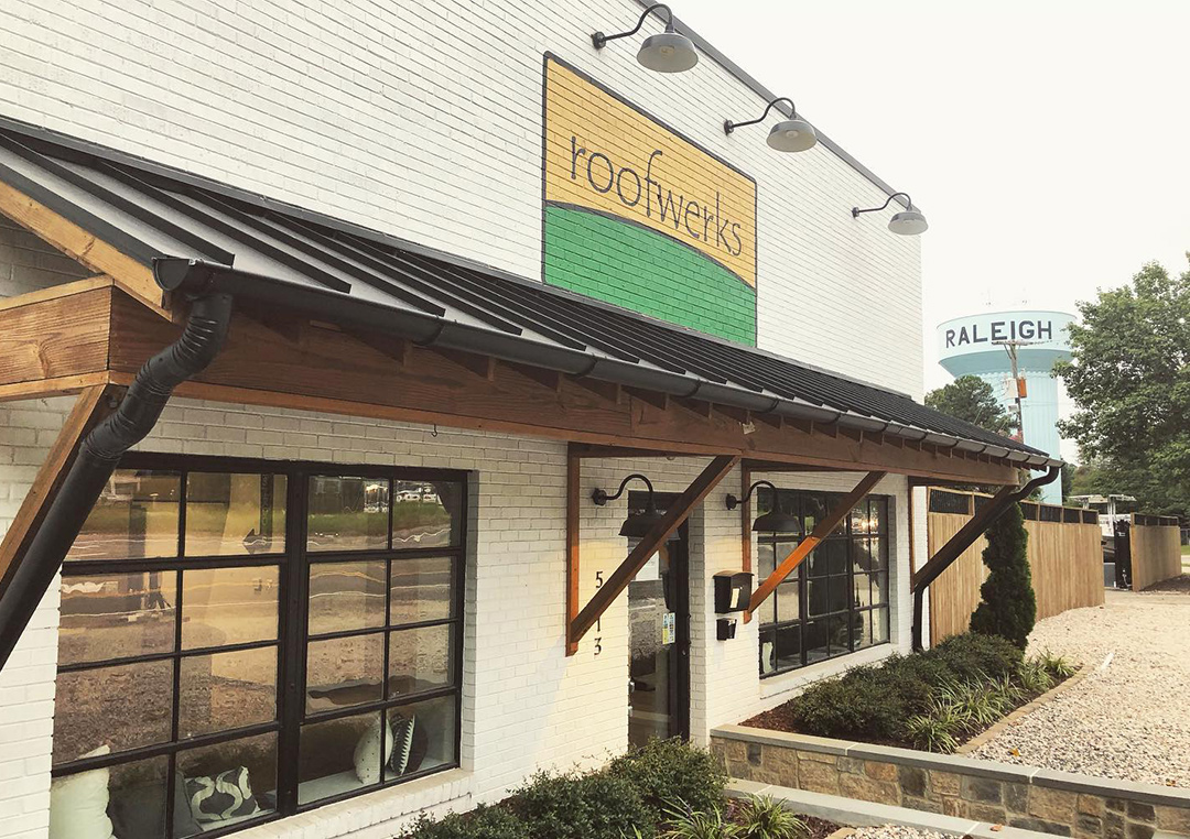 Roofwerks Raleigh showroom on Hillsborough Street